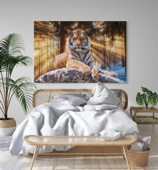 Adult Will Tiger Head abstract, art tiger in the woods gold Tiger art