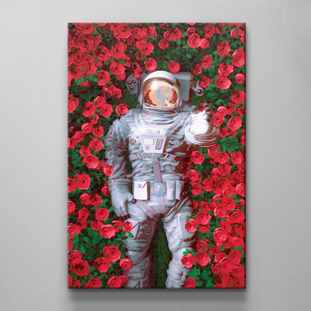 ASTRONAUT In a ROSES LANDSCAPE