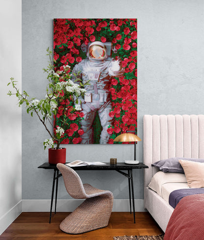 ASTRONAUT In a ROSES LANDSCAPE