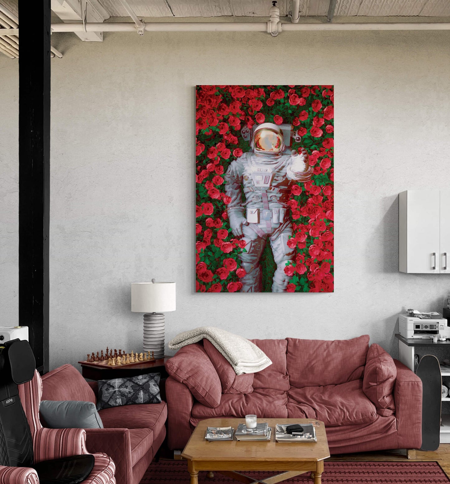 ASTRONAUT In a ROSES LANDSCAPE