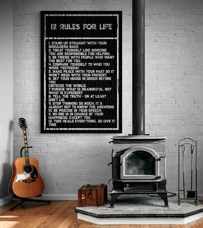 Inspirational office decor canvas acrylic motivational SUCCESS art 12 rules for SUCCESS in life home wall quote living room poster