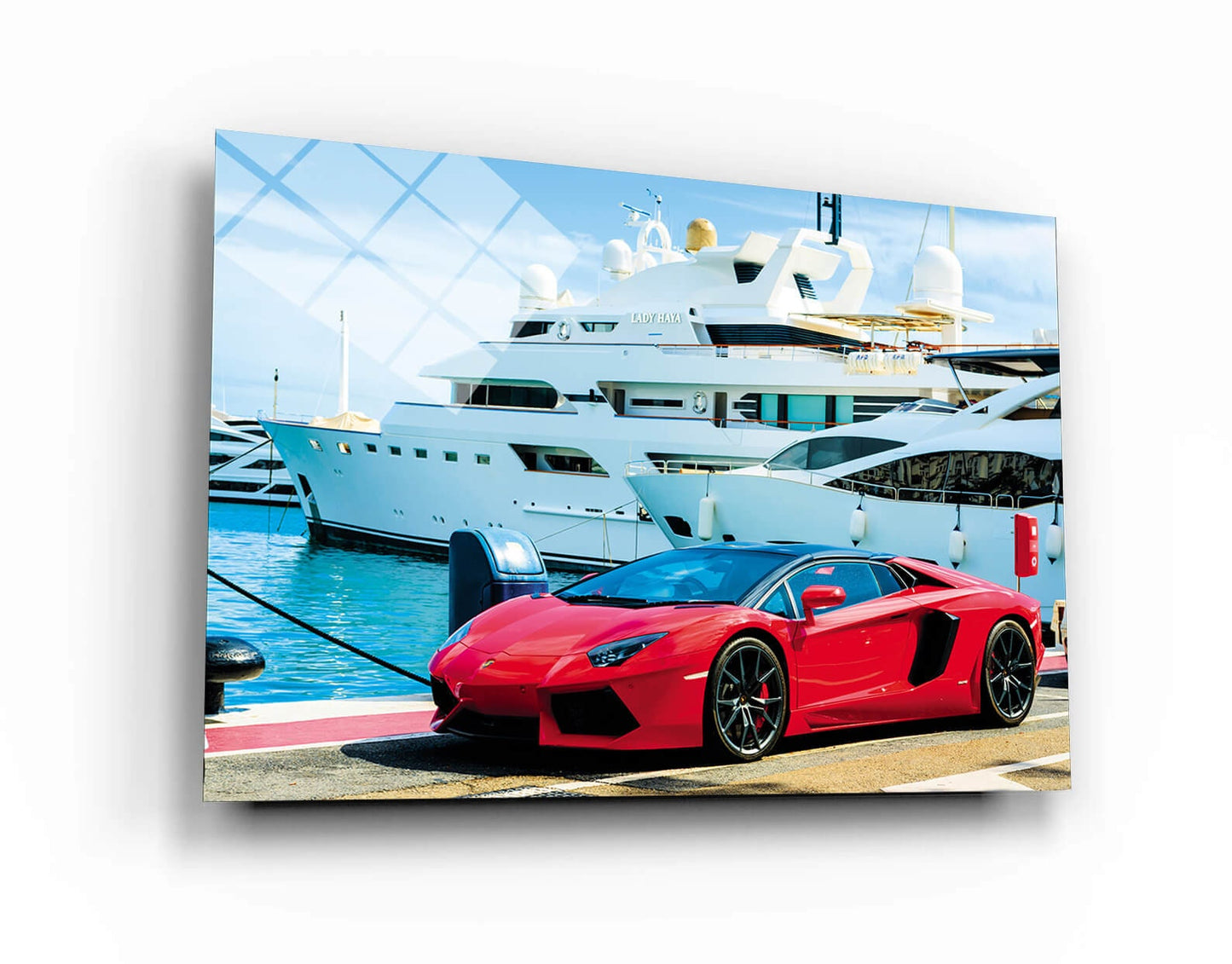 Millionaire Lifestyle Canvas Rich Wealthy Businessman Red Lambo Poster Miami Lifestyle Acrylic Ocean Canvas Art Luxury Background Print