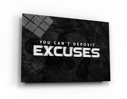 "You Can't Deposit Excuses" - Motivational Canvas Entrepreneur Poster - Business Related Quote Franklin Inspirational Financial Advice Sign