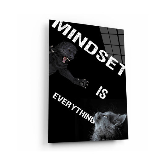 Mindset Is Everything Canvas Black Panther and Black Cat Face to Face Motivational Inspirational Office Poster Entrepreneur Room Decor