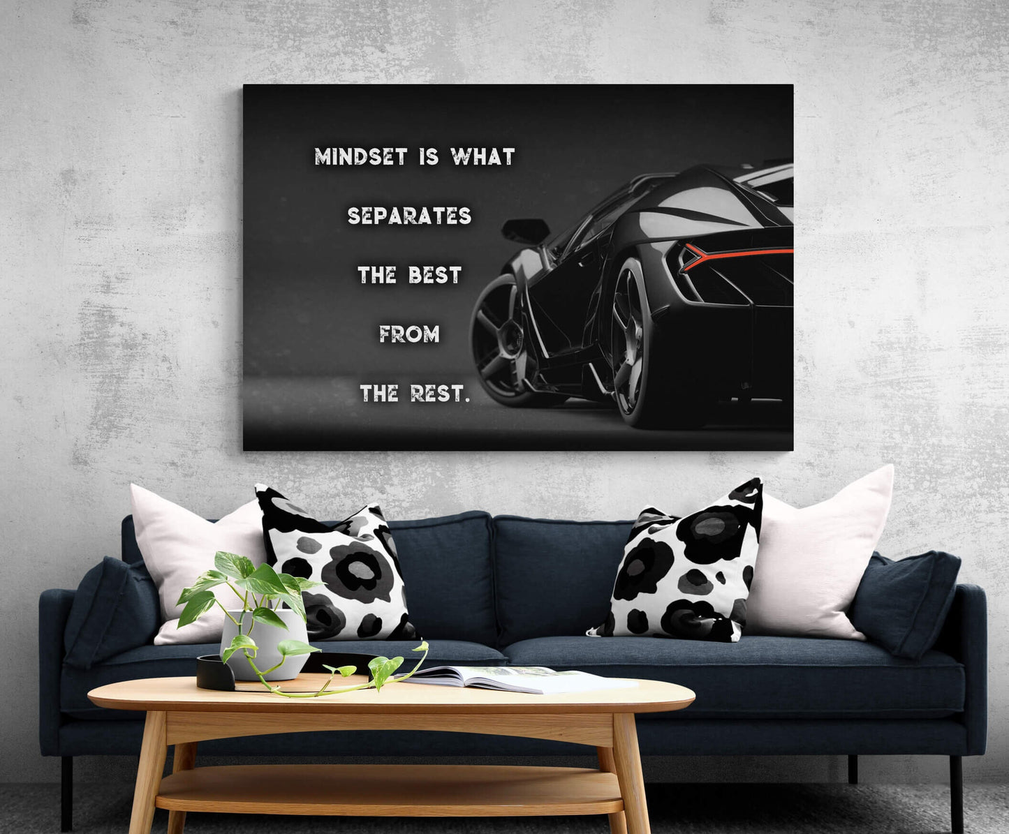 Mindset Motivational Canvas Black and White Lambo Office Inspirational Art 1 Club Hustle and Grind Entrepreneur Poster