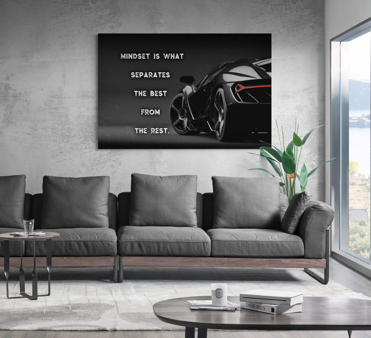 Mindset Motivational Canvas Black and White Lambo Office Inspirational Art 1 Club Hustle and Grind Entrepreneur Poster