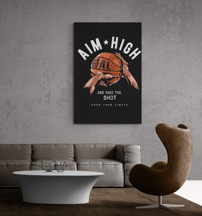 Aim High and Take the Shot Motivational Canvas/Acrylic Art - Push Your Limits Inspirational Poster for Goal-Driven Hustlers