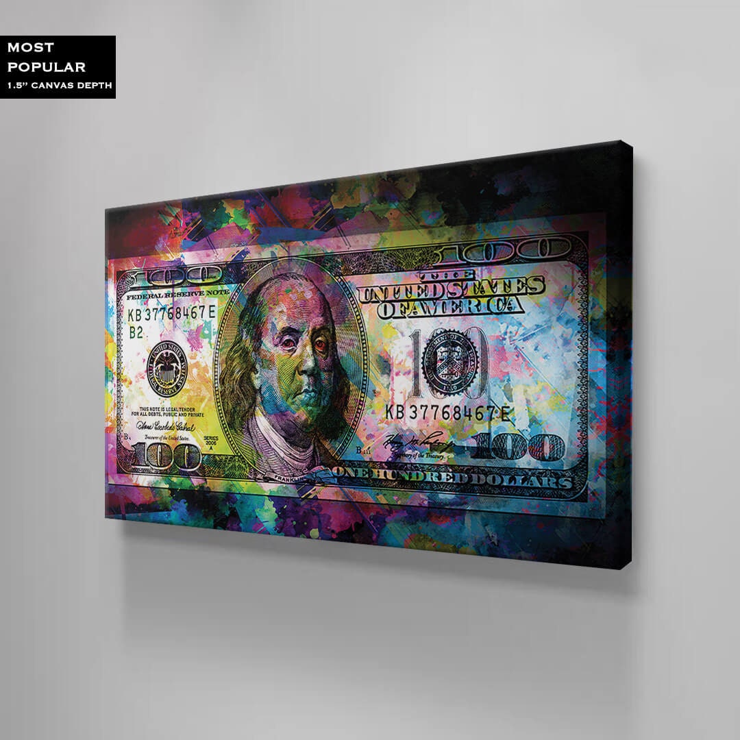 100 Dollar Bill Benjamin Franklin Motivational Canvas/Acrylic Wall Art