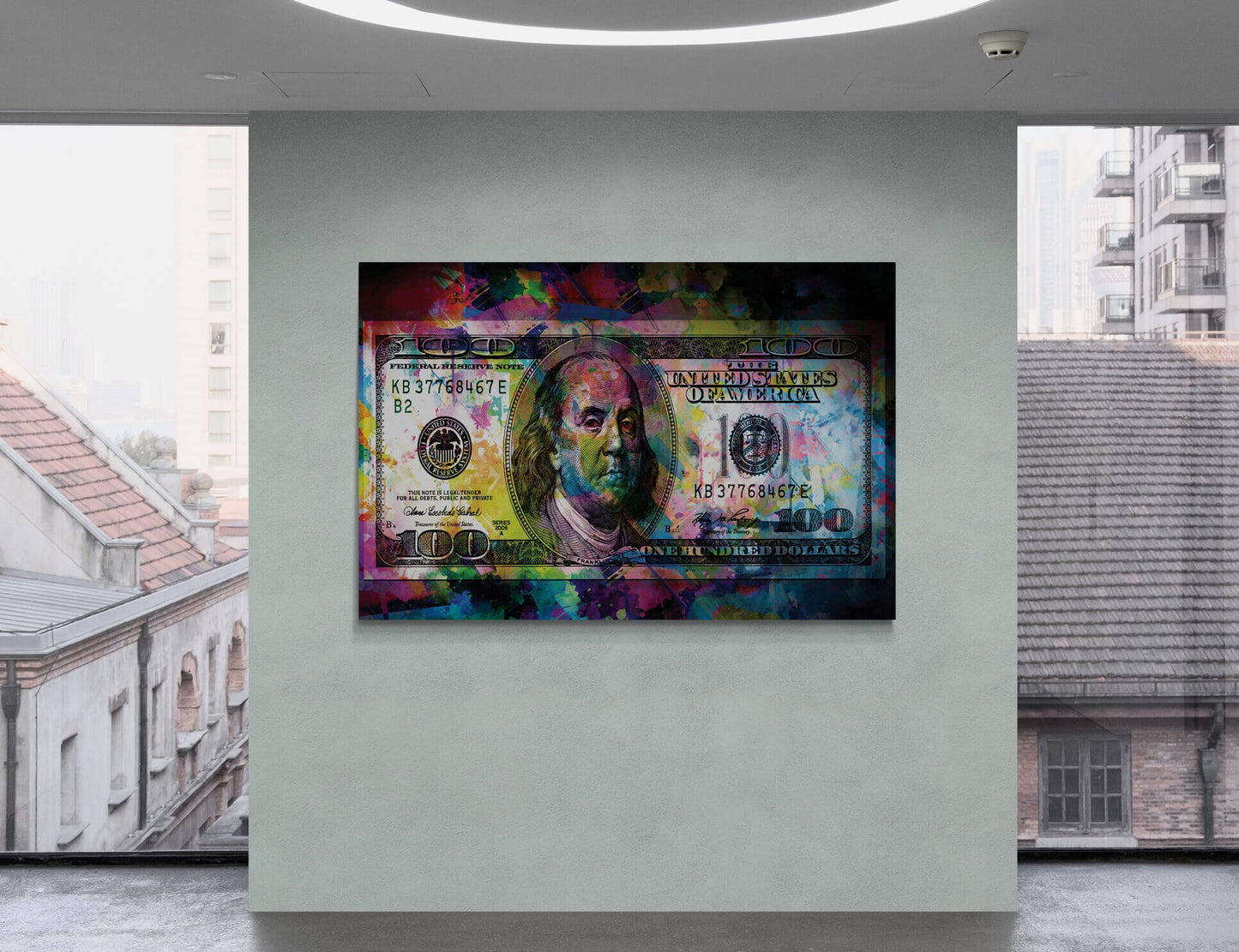 100 Dollar Bill Benjamin Franklin Motivational Canvas/Acrylic Wall Art