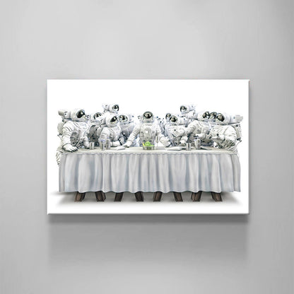 Astronaut Dinner fantastic canvas, black and white print space canvas