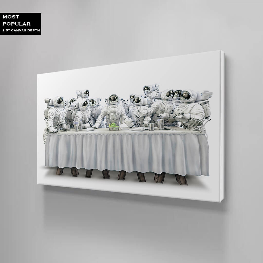 Astronaut Dinner fantastic canvas, black and white print space canvas