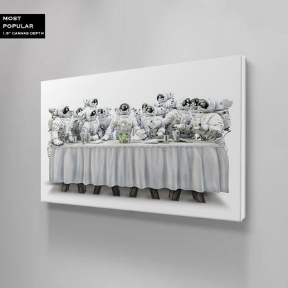 Astronaut Dinner fantastic canvas, black and white print space canvas