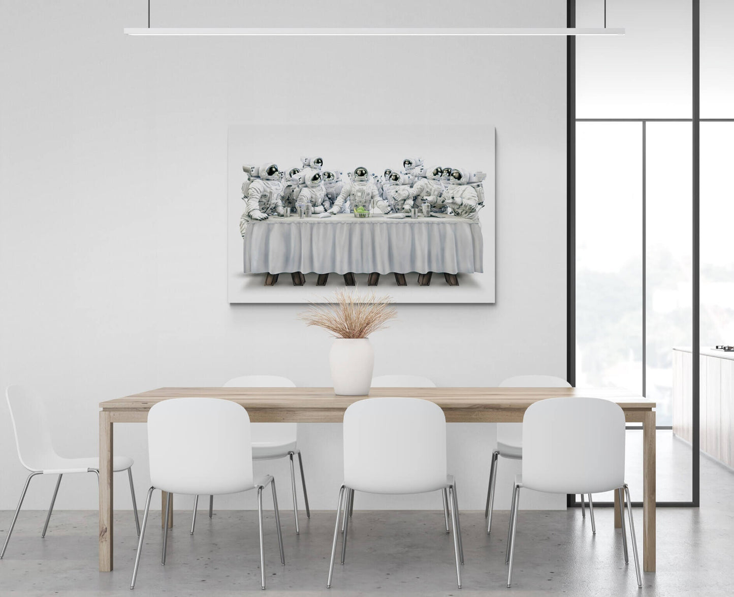 Astronaut Dinner fantastic canvas, black and white print space canvas