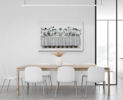 Astronaut Dinner fantastic canvas, black and white print space canvas