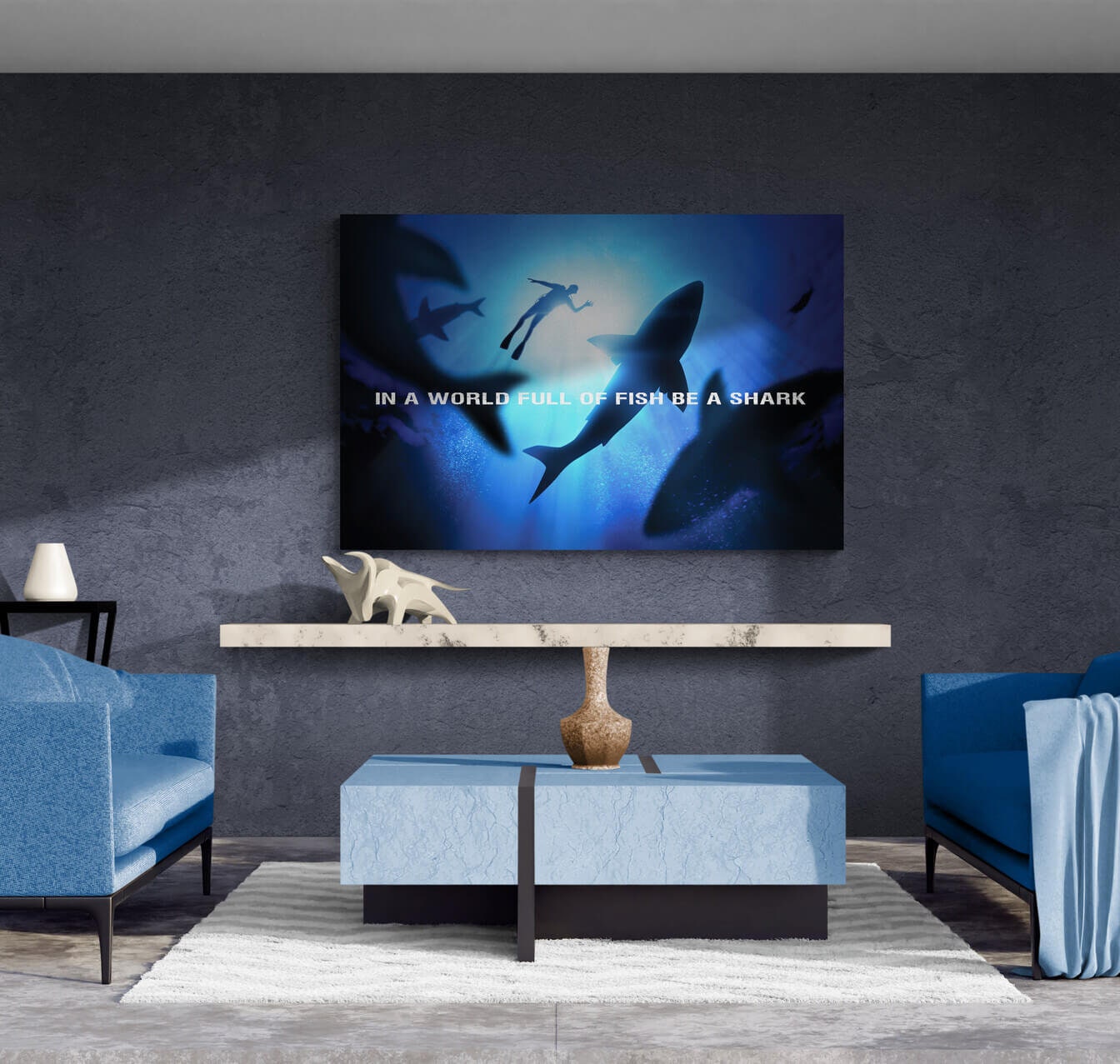 Be a Shark Canvas Motivational Office Quote Metal Poster Print Entrepreneur Inspirational Acrylic Decor Business Competition Office Art