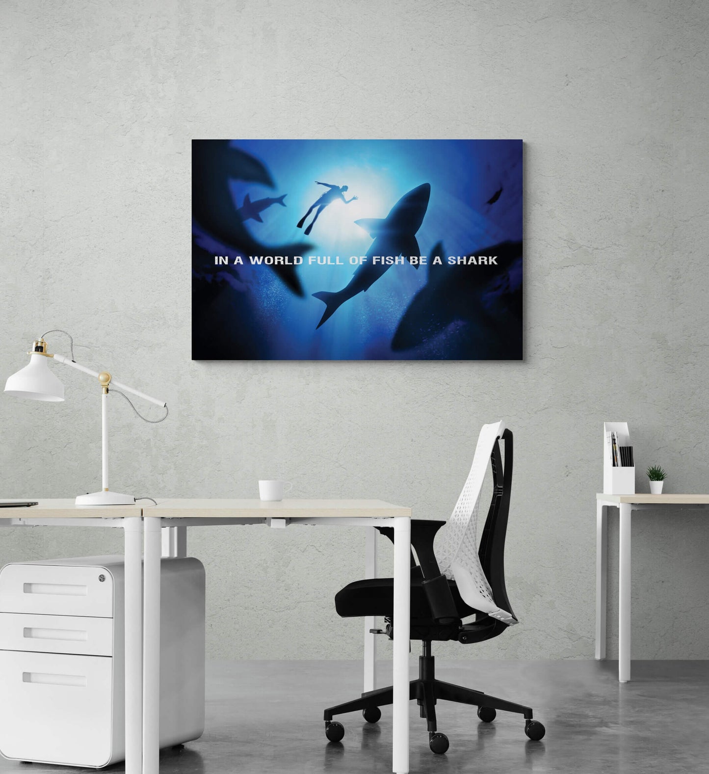 Be a Shark Canvas Motivational Office Quote Metal Poster Print Entrepreneur Inspirational Acrylic Decor Business Competition Office Art