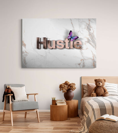 Hustle Butterfly Canvas Motivational Art Metal Poster Print Woman Inspirational Canvas Motivational Canvas for Her Girl Power Poster Art