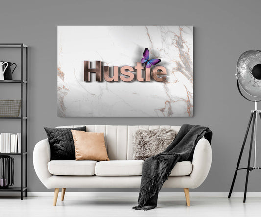 Hustle Butterfly Canvas Motivational Art Metal Poster Print Woman Inspirational Canvas Motivational Canvas for Her Girl Power Poster Art