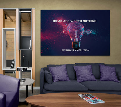 Ideas Worth Nothing Without Execution Canvas Motivational Office Metal Poster Print Entrepreneur Inspirational Quote Poster Decor