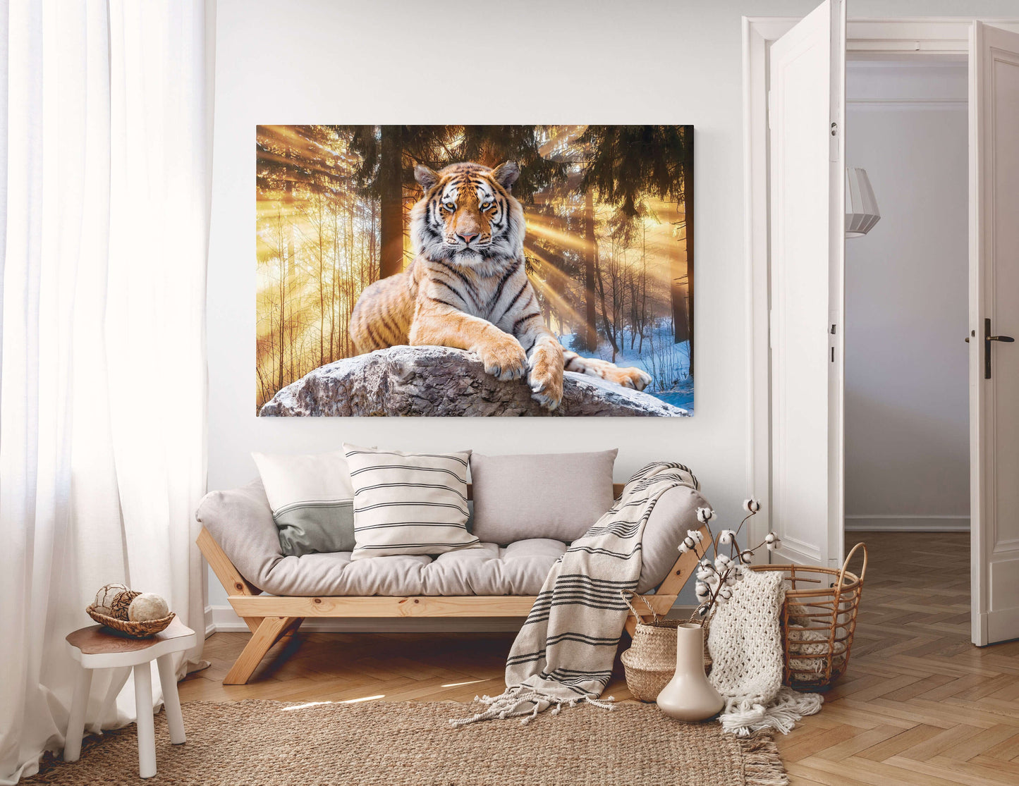 Adult Will Tiger Head abstract, art tiger in the woods gold Tiger art