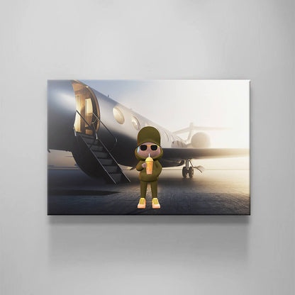 Private Jet Luxury Life Canvas Rich Wealthy Man Sunrise Black Plane Poster Art Gold Man Near Expensive Jet Money Maker Art No Limits