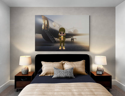 Private Jet Luxury Life Canvas Rich Wealthy Man Sunrise Black Plane Poster Art Gold Man Near Expensive Jet Money Maker Art No Limits