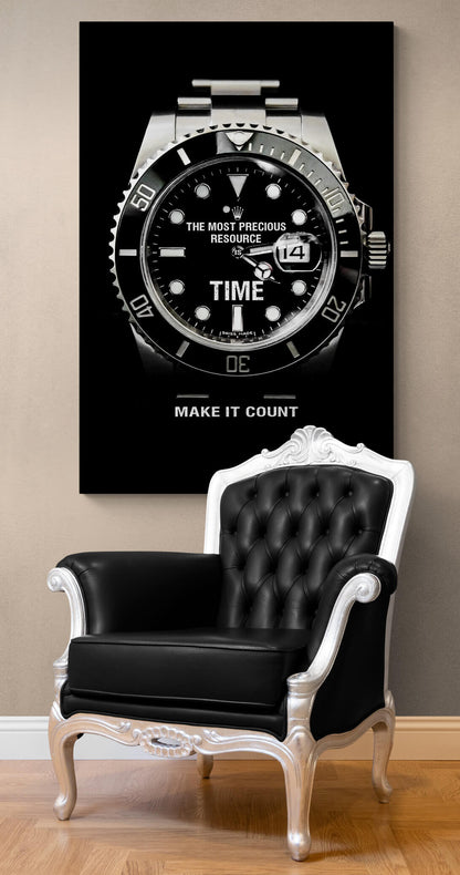 Make It Count Canvas Motivational Office Watch Acrylic or Metal Print Inspirational Art Success Home Wall Decor Living Room Poster Quote