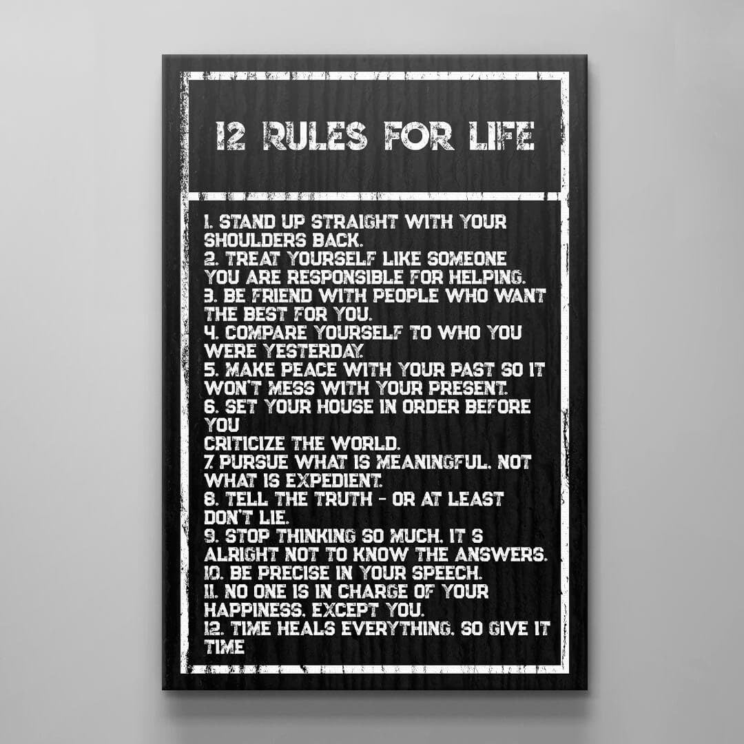 Inspirational office decor canvas acrylic motivational SUCCESS art 12 rules for SUCCESS in life home wall quote living room poster