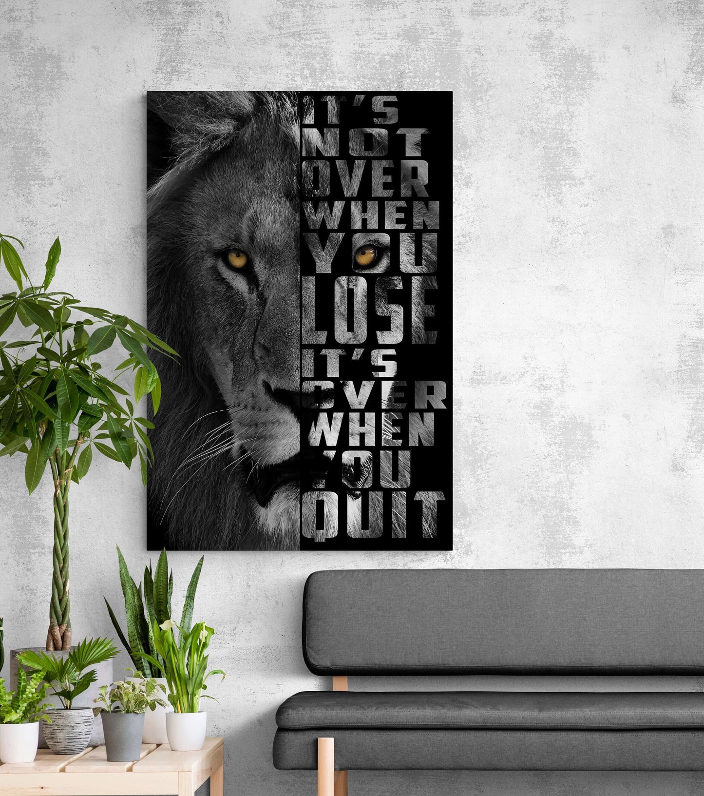 It's Not Over When You Lose It's Over When You Quit Canvas Never Quit Inspirational Art The Moment You Give Up Someone Else Wins Lion Quote