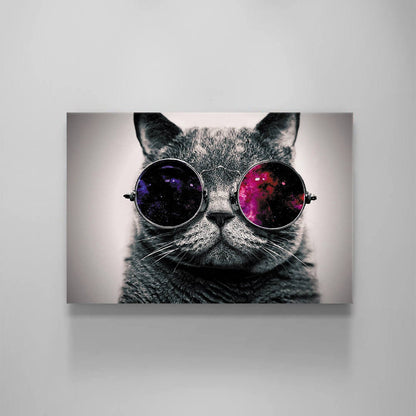 Cat Wearing Glasses funny cat wall art living room, post abstract canvas