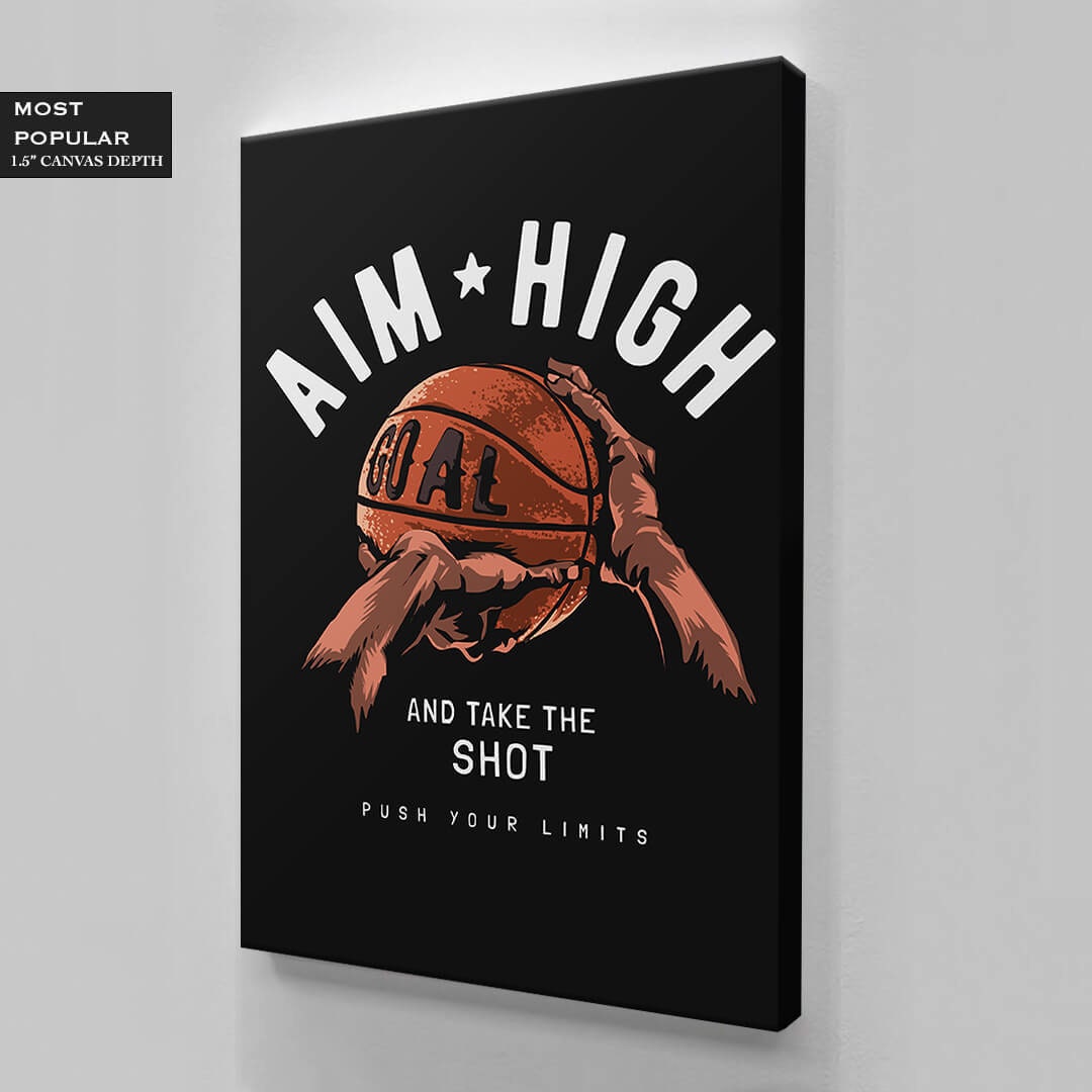 Aim High and Take the Shot Motivational Canvas/Acrylic Art - Push Your Limits Inspirational Poster for Goal-Driven Hustlers