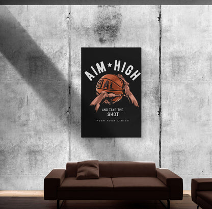 Aim High and Take the Shot Motivational Canvas/Acrylic Art - Push Your Limits Inspirational Poster for Goal-Driven Hustlers