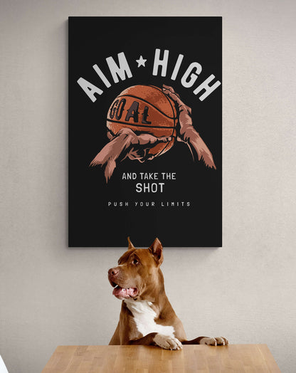 Aim High and Take the Shot Motivational Canvas/Acrylic Art - Push Your Limits Inspirational Poster for Goal-Driven Hustlers