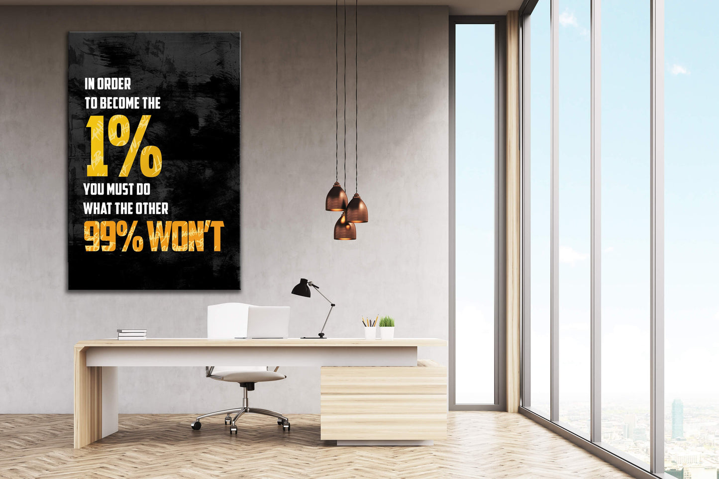 In Order to Become the 1 Percent You Must Do What the Other 99 Won't Canvas Motivational Quote Art Entrepreneur Office Business Poster