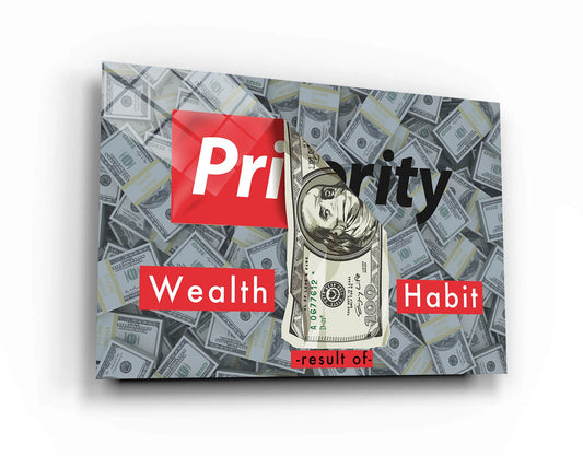 Wealth is Largely Result of Habit Canvas - Dollars Art - Financial Freedom Priority Sign - Entrepreneur Club Consistency Motivational Poster