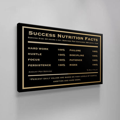 Motivational wall modern art canvas print inspirational SUCCESS art success nutrition facts succeed office decor successful sign poster