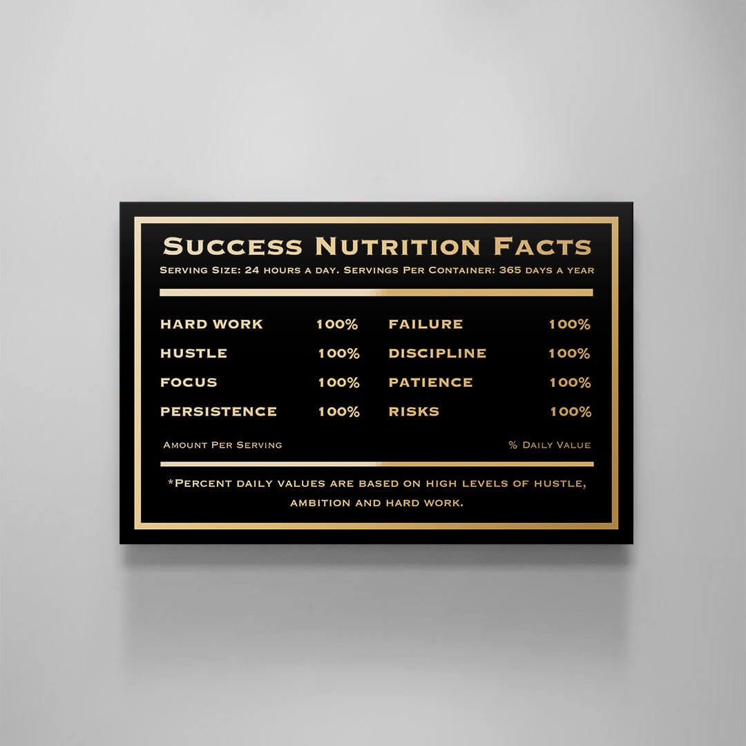 Motivational wall modern art canvas print inspirational SUCCESS art success nutrition facts succeed office decor successful sign poster