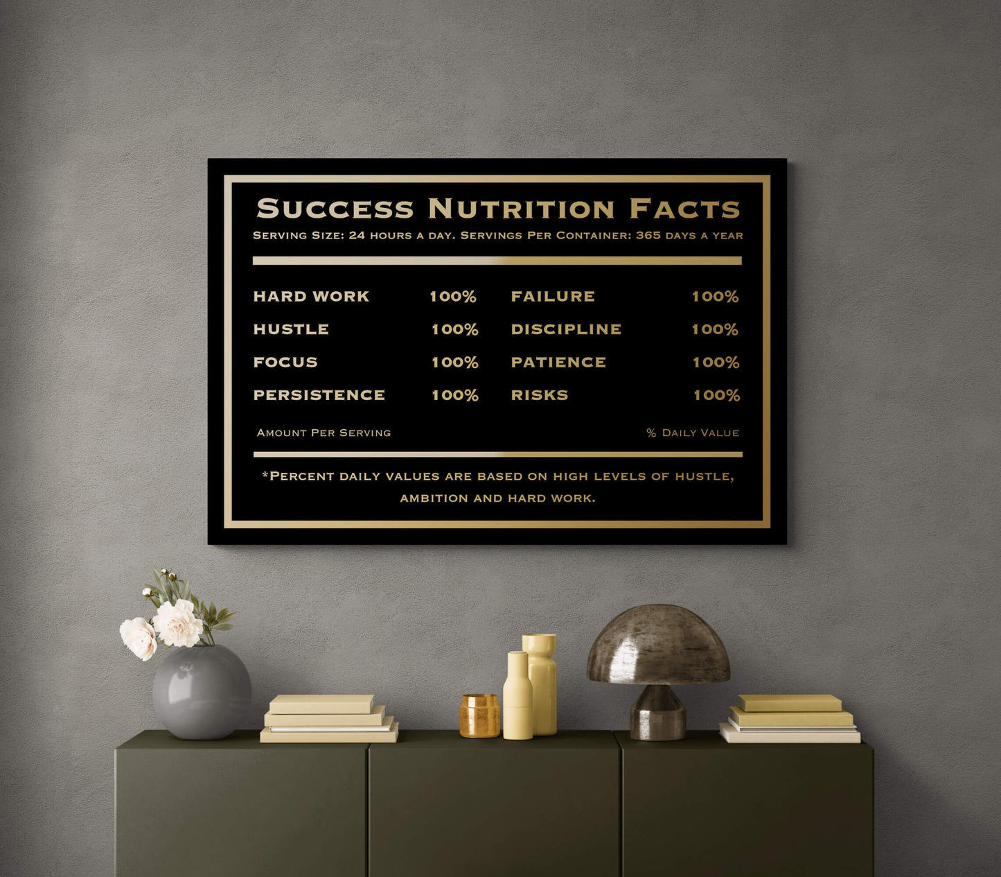 Motivational wall modern art canvas print inspirational SUCCESS art success nutrition facts succeed office decor successful sign poster