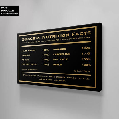 Motivational wall modern art canvas print inspirational SUCCESS art success nutrition facts succeed office decor successful sign poster