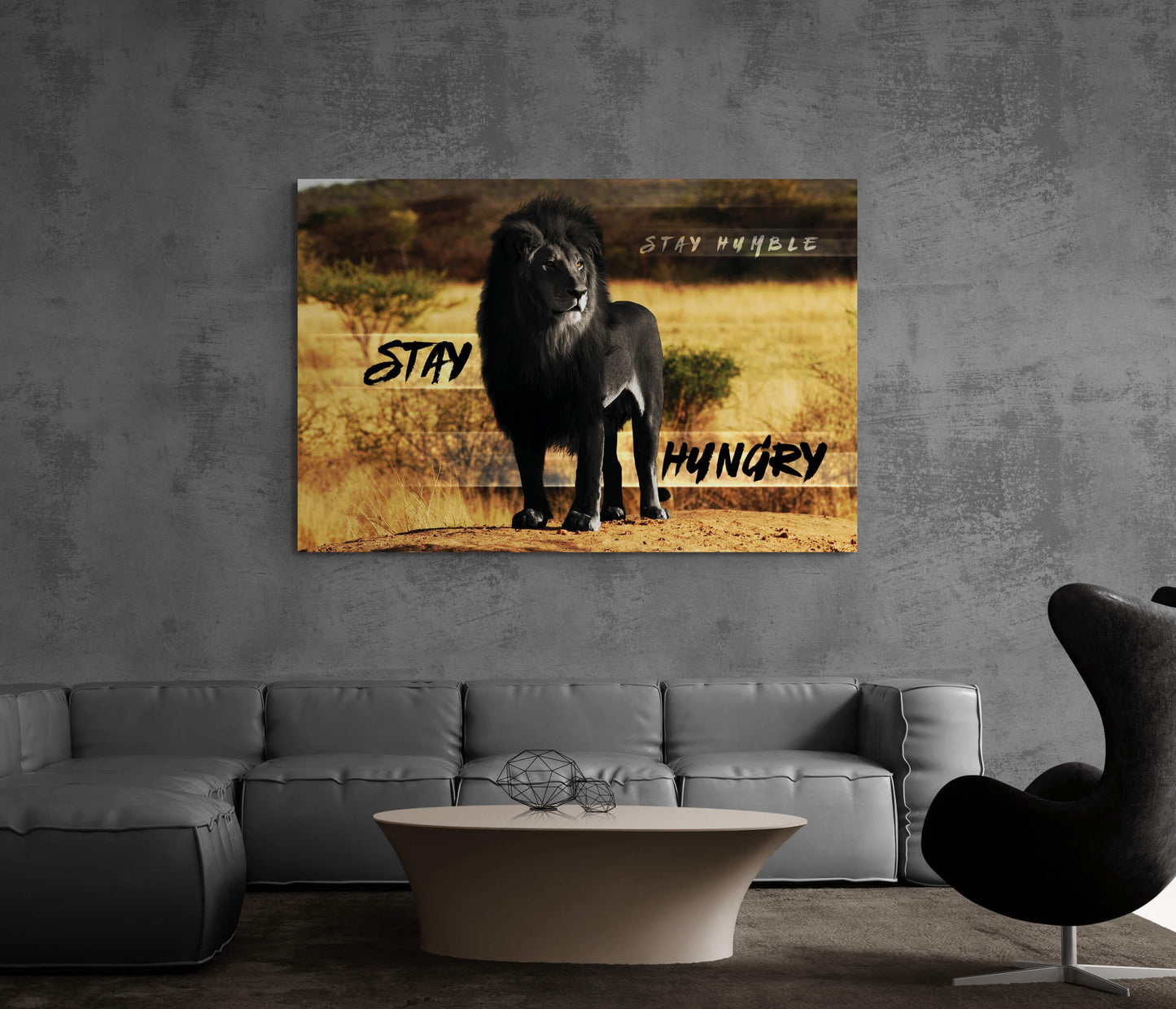 Stay Hungry Stay Humble Canvas Black Will Lion Motivational Quote Poster Lion in Jungle Leader Print King Leo Inspirational Office Art