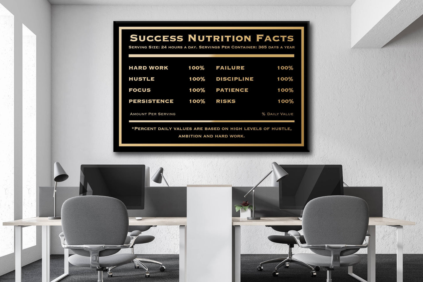 Motivational wall modern art canvas print inspirational SUCCESS art success nutrition facts succeed office decor successful sign poster