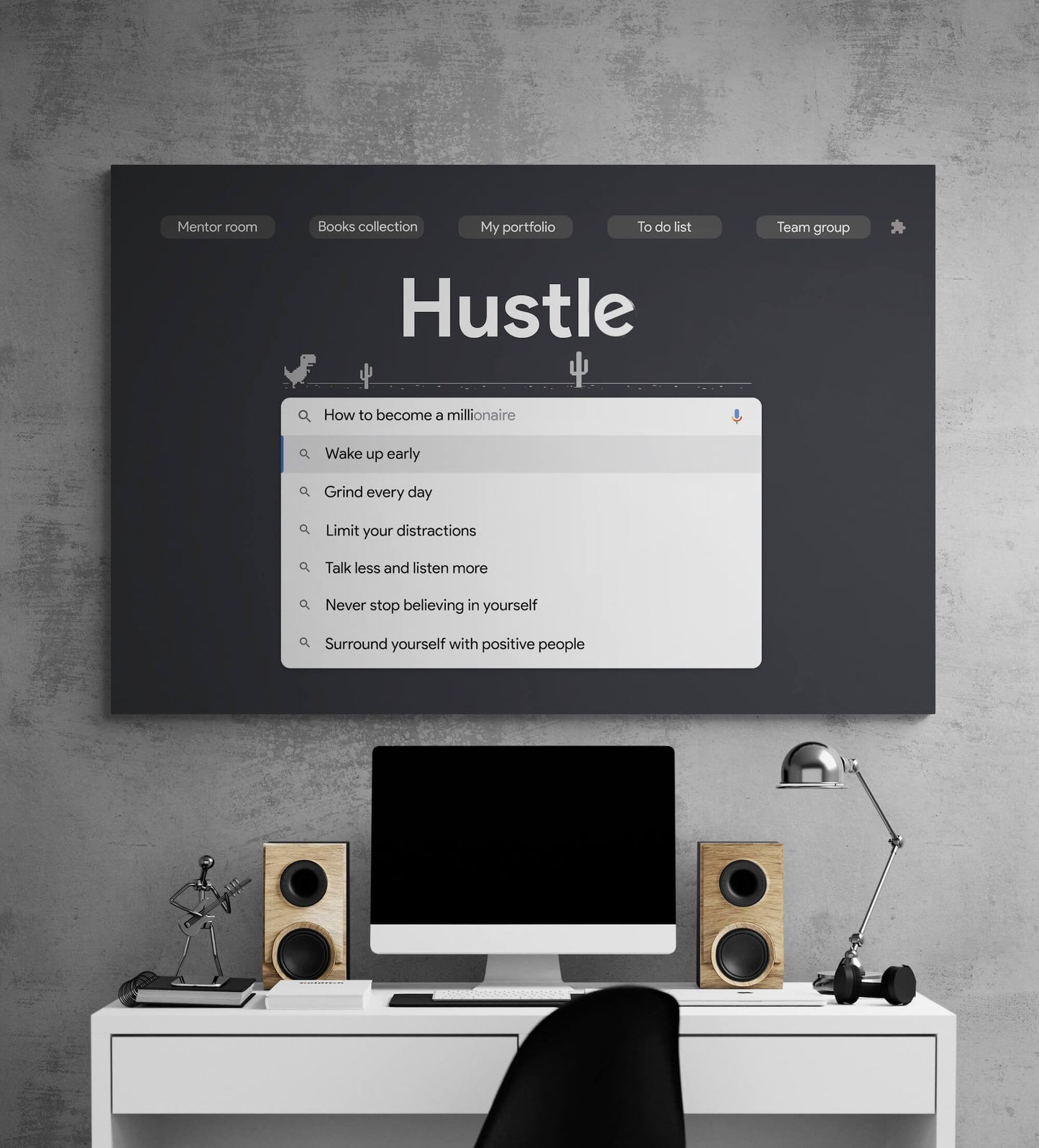 How to Become a Millionaire Canvas Hustle Browser Screen Effect Poster Grind Every Day Art Limit Distractions Motivational Office Print