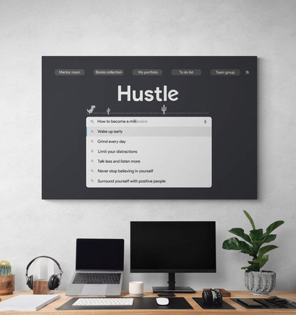 How to Become a Millionaire Canvas Hustle Browser Screen Effect Poster Grind Every Day Art Limit Distractions Motivational Office Print