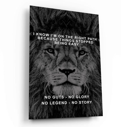 No Guts No Glory No Legend No Story Canvas Never Quit Inspirational Art Right Path Lion Quote Work Hard Motivational Will Lion Poster Art