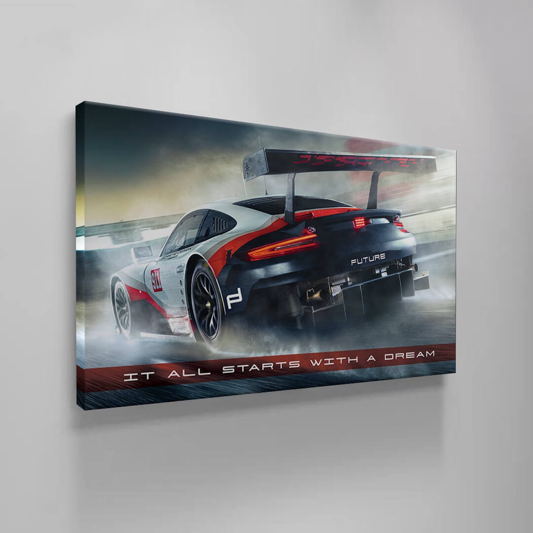 It All Starts with a Dream Acrylic Metal or Canvas Poster Print Sport Car Motivational Quote Living Room Office Car Quote Poster Decor