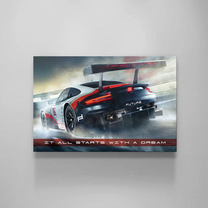 It All Starts with a Dream Acrylic Metal or Canvas Poster Print Sport Car Motivational Quote Living Room Office Car Quote Poster Decor