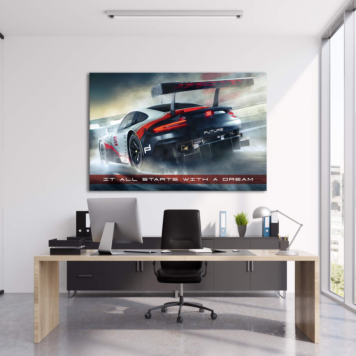 It All Starts with a Dream Acrylic Metal or Canvas Poster Print Sport Car Motivational Quote Living Room Office Car Quote Poster Decor