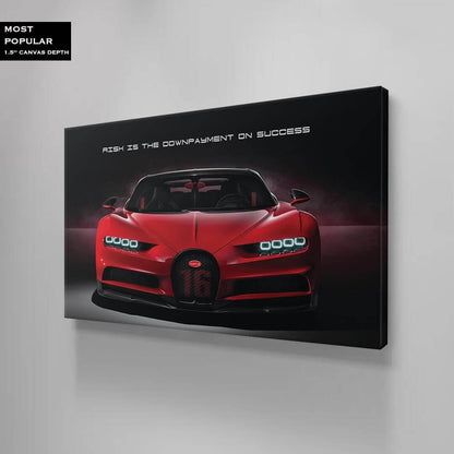 Risk Is the Downpayment on Success Motivational Sport Car Canvas Inspirational Red Car Quote Art Expensive Luxury Car Poster Office Art