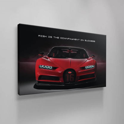 Risk Is the Downpayment on Success Motivational Sport Car Canvas Inspirational Red Car Quote Art Expensive Luxury Car Poster Office Art