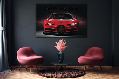 Risk Is the Downpayment on Success Motivational Sport Car Canvas Inspirational Red Car Quote Art Expensive Luxury Car Poster Office Art